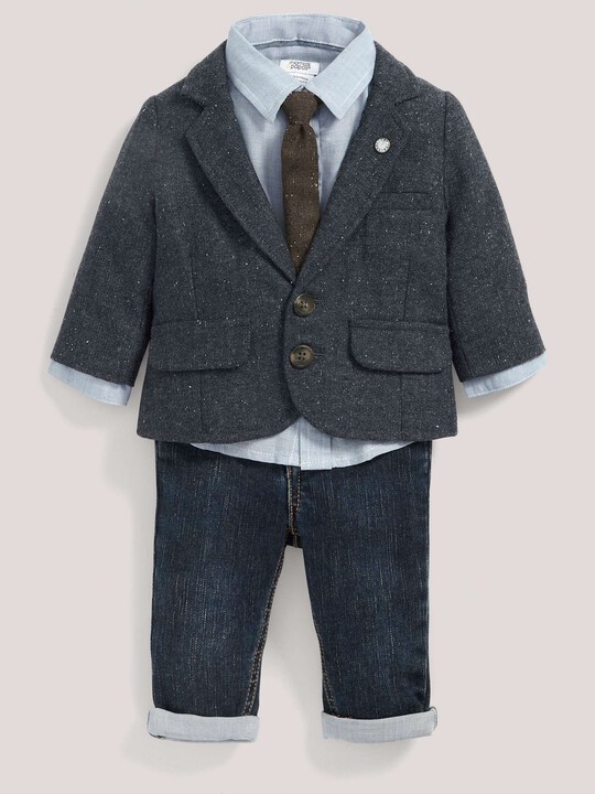 Occasion Tweed Blazer, Shirt, Tie & Jeans Set image number 1