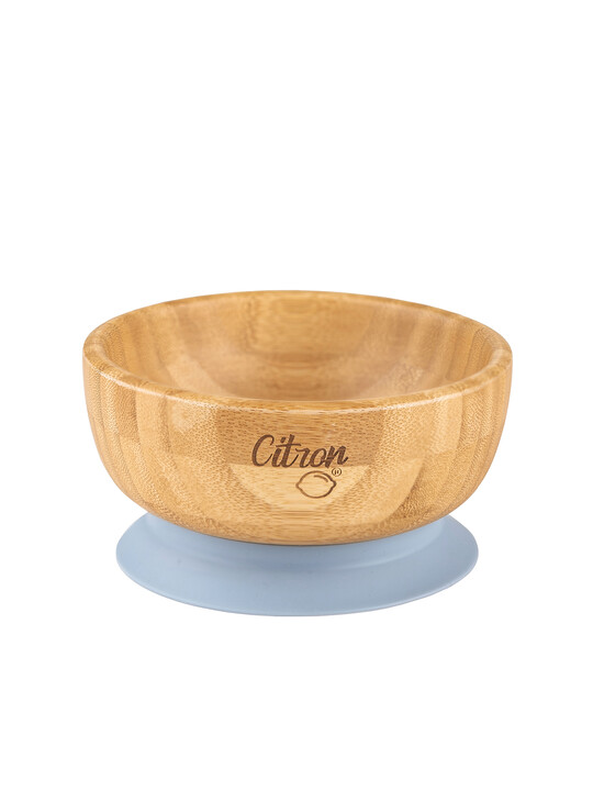 Citron Organic Bamboo Bowl 300ml Suction + Spoon Dusty Blue image number 2