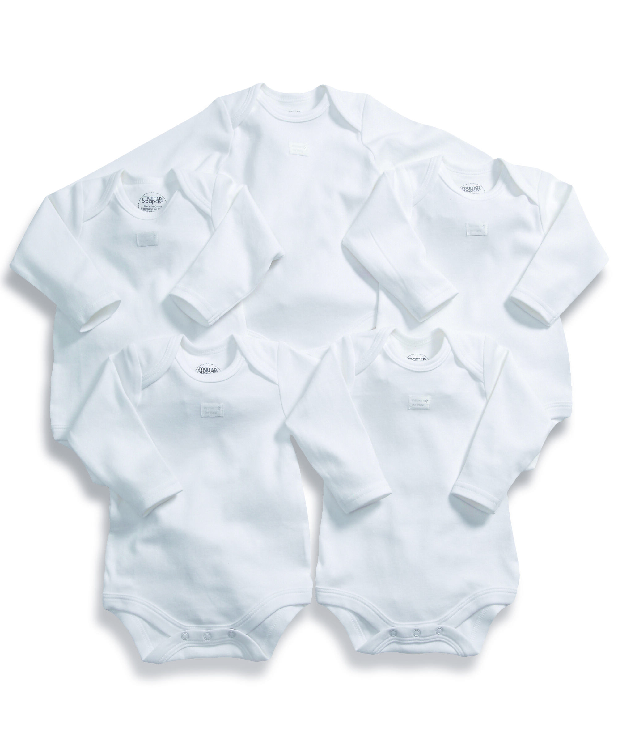 Cotton Long Sleeve Bodysuits 5 Pack