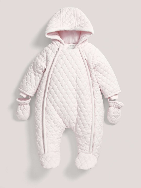 Quilted Pramsuit Pink- New Born image number 2