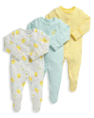 Lemon Sleepsuits 3 Pack