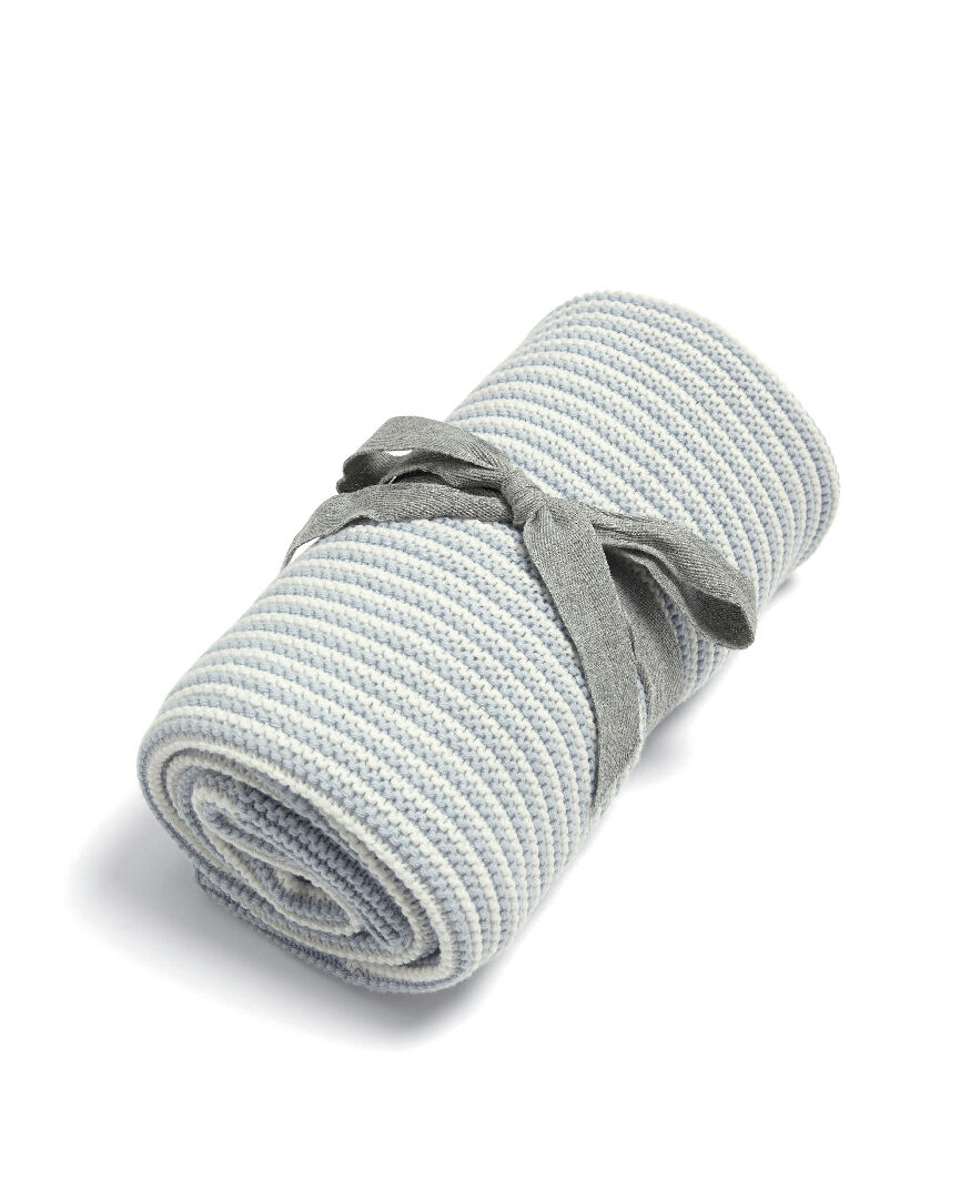 Knitted Blanket Blue & White