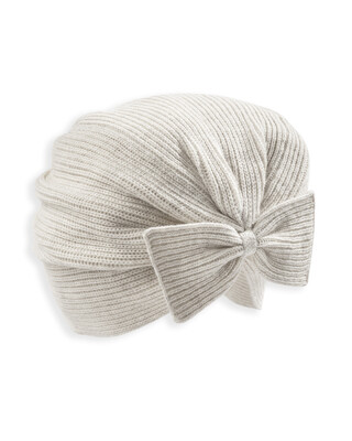 Cream Knit Bow Hat