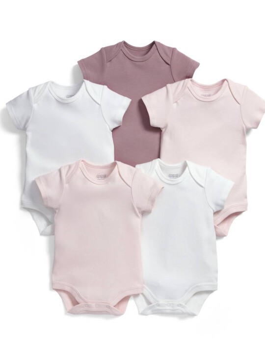Short Sleeved Pink Bodysuits (5 Pack) image number 1