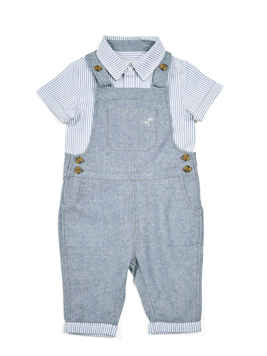 Buy Mamas & Papas Dungarees & Shirt - 2 Piece Set - Baby Boy Clothing ...