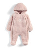 Soft Faux Fur Star Design Pramsuit Pink- New Born image number 1