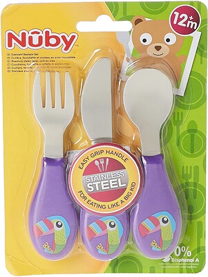 Nuby Stainless Steel Spoon, Fork & Knife