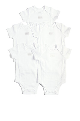 White Cotton Short Sleeve Bodysuits 5 Pack