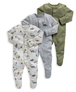 Jersey Cotton Dinosaur Sleepsuits 3 Pack