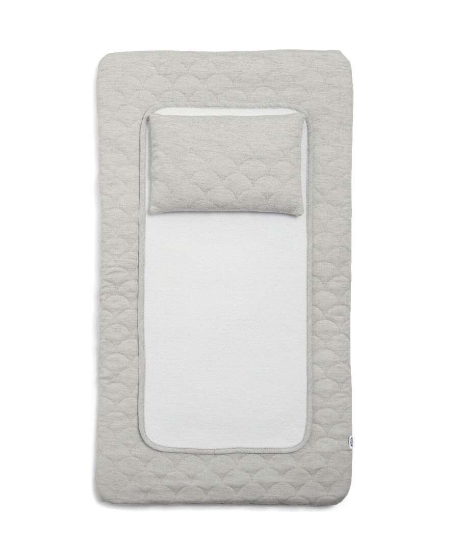 Welcome to the World Luxury Changing Mat - Scalloped Grey