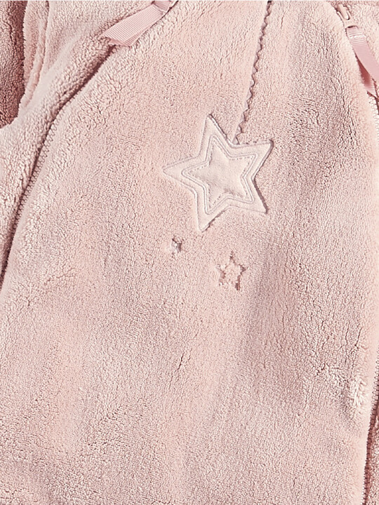 Soft Faux Fur Star Design Pramsuit Pink- New Born image number 3