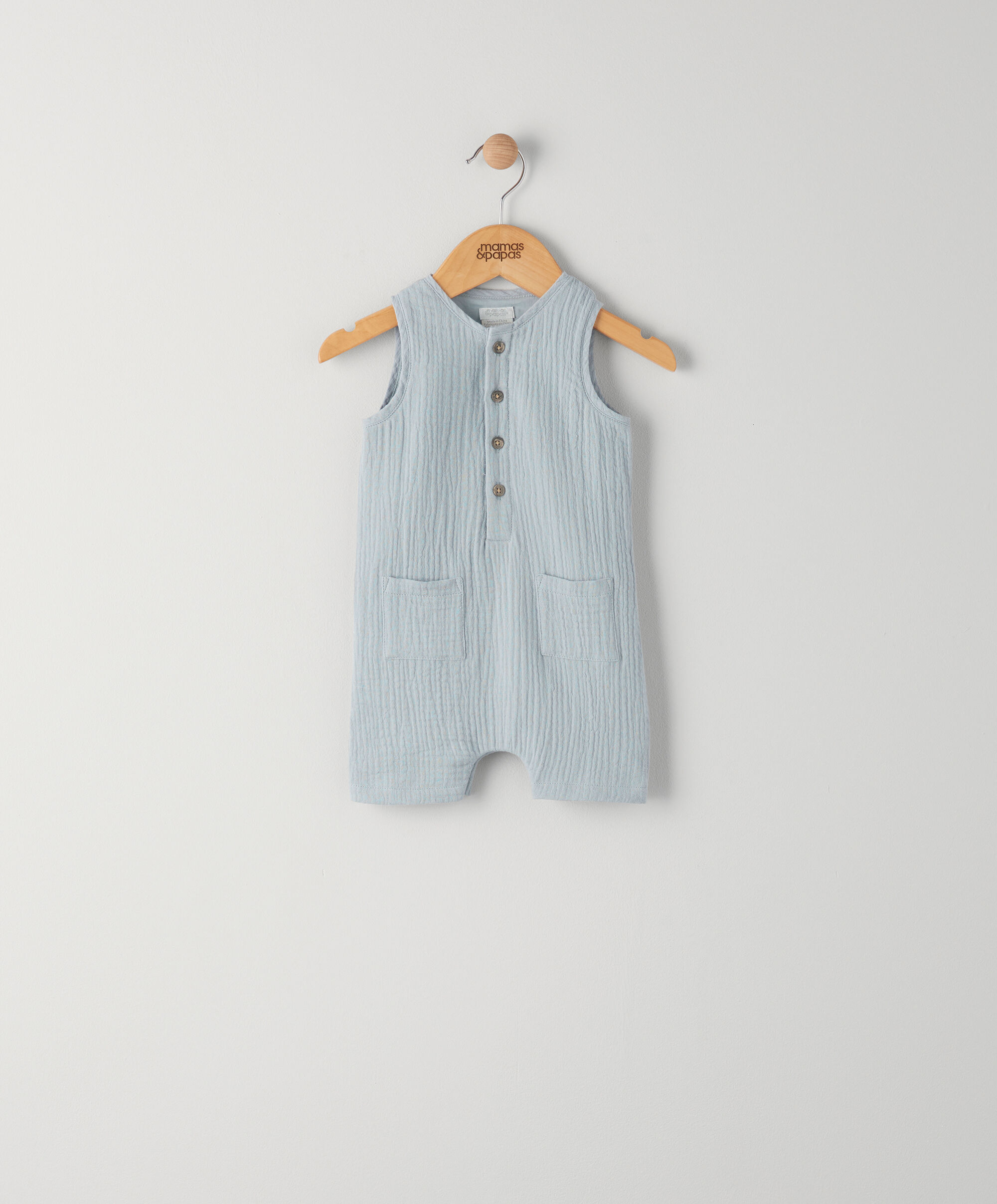 Blue Crinkle Sleeveless Romper